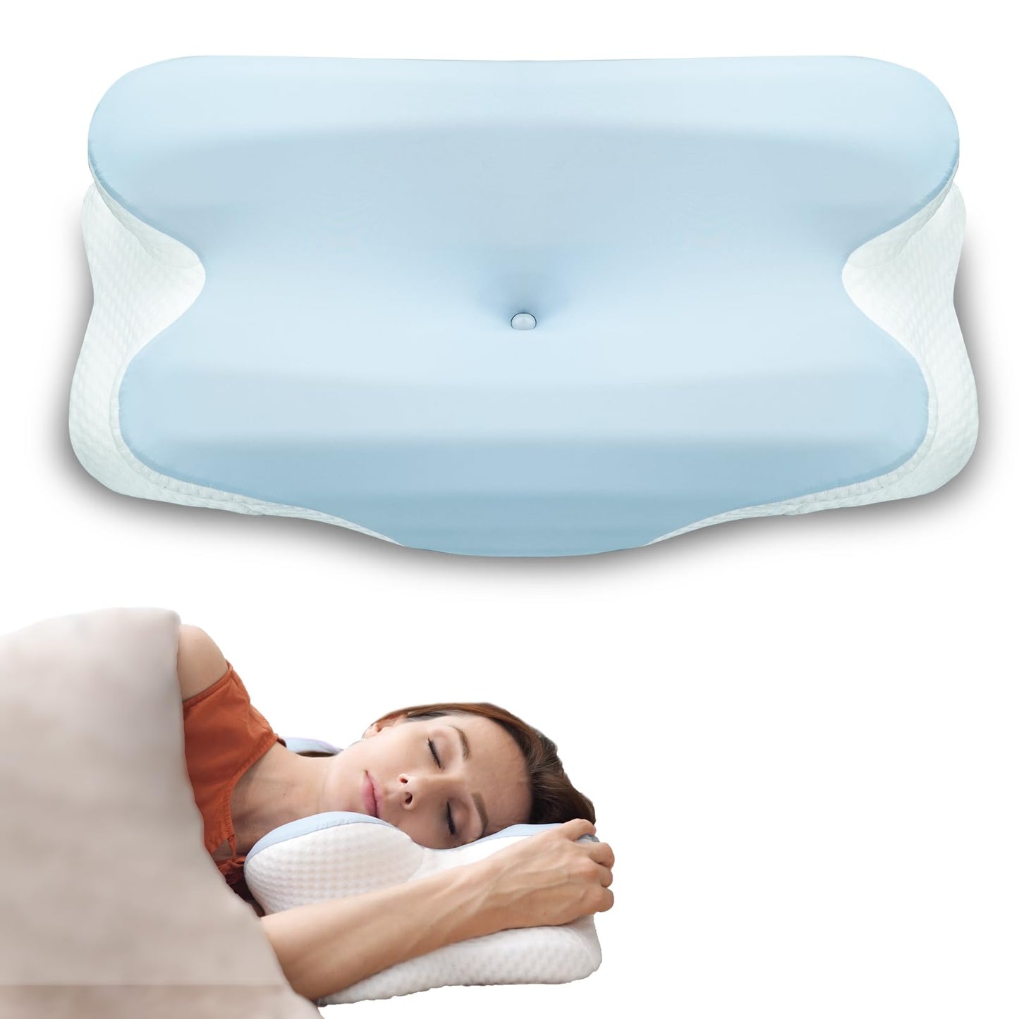 ZEDAOTC Cervical Pillow Neck Pain Alleviation, Hollow-Crafted Odorless Memory Foam Bed Pillow with Cooling Case, Adjustable Orthopedic Contour Pillow Ideal for Side & Back Sleepers